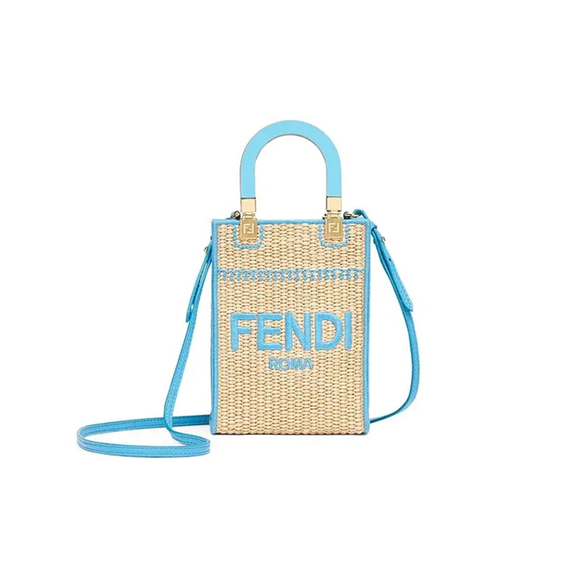 F**di sunshine mini straw & leather tote 8bs051afqpf1elx (18*13*6cm)